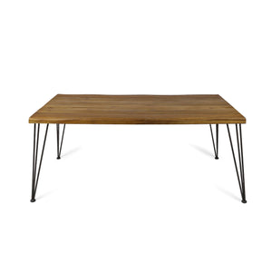 72" Acacia Wood Outdoor Dining Table with Iron Hairpin Legs