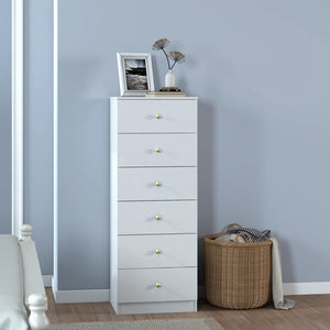 6-Drawer Vertical Dresser with Gold Handles