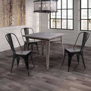 Stackable Metal Dining Chair Set of 4 – Indoor & Outdoor