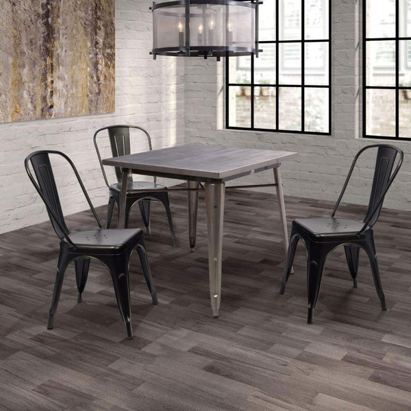 Stackable Metal Dining Chair Set of 4 – Indoor & Outdoor