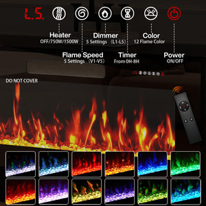 80" Fireplace TV Stand with RGB LED & Glass Doors