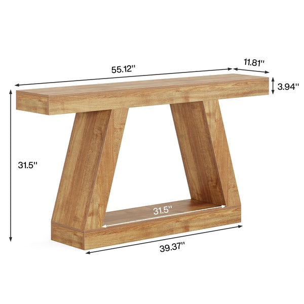 Farmhouse Console Table 55 Inch with Storage
