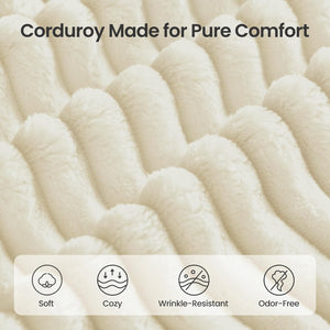 Modular Sectional Sofa with Left-Facing Chaise – Cream White Corduroy