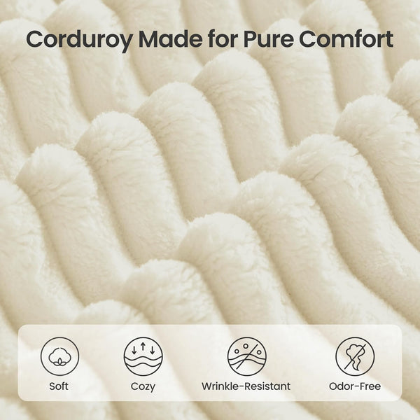 Modular Sectional Sofa with Left-Facing Chaise – Cream White Corduroy