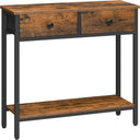 Narrow Console Table with 2 Fabric Drawers & 2-Tier Storage Shelves