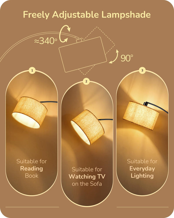 Modern Arc Floor Lamp with Remote & Dimmable Bulb