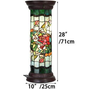Rose Flower Tiffany Stained Glass Floor Lamp, 26"