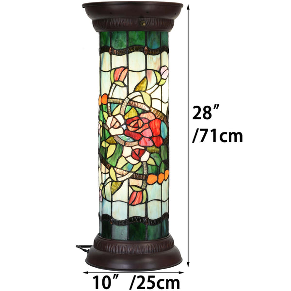 Rose Flower Tiffany Stained Glass Floor Lamp, 26"