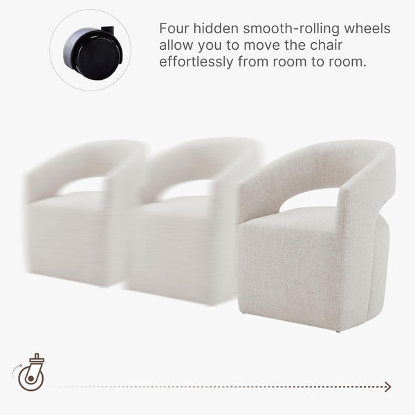 Upholstered Rolling Dining Chairs with Casters
