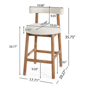 Counter Height Bar Stools Set of 2 – Boucle Fabric with Footrest