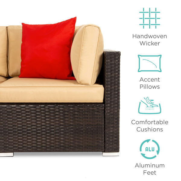 7-Piece Modular Outdoor Wicker Sectional Patio Set