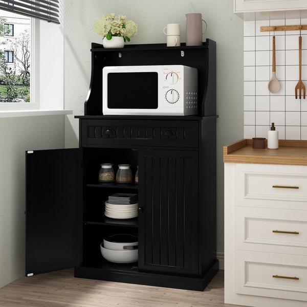 54" Kitchen Microwave Cabinet with Storage & Drawers