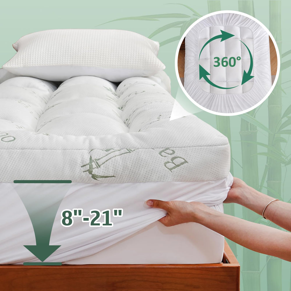 3 Inch Cooling Mattress Topper with Bamboo Viscose Cover & Memory Foam Fill