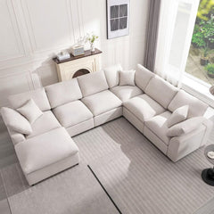 Modular Sectional Sofa 7-Seater L-Shaped with Ottoman