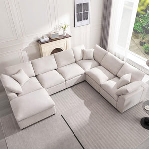 Modular Sectional Sofa 7-Seater L-Shaped with Ottoman