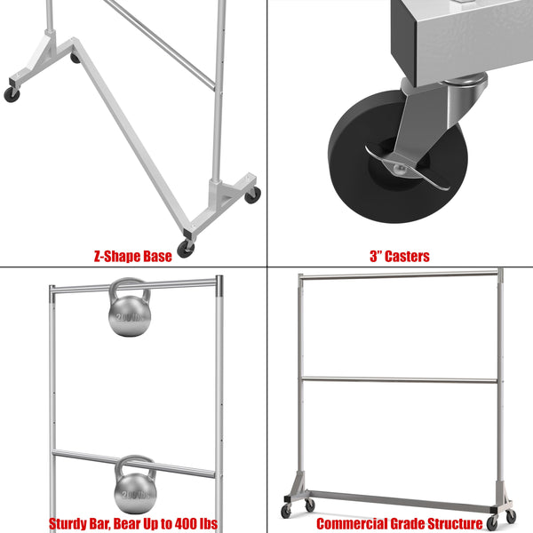 Z-Base Double Rod Garment Rack