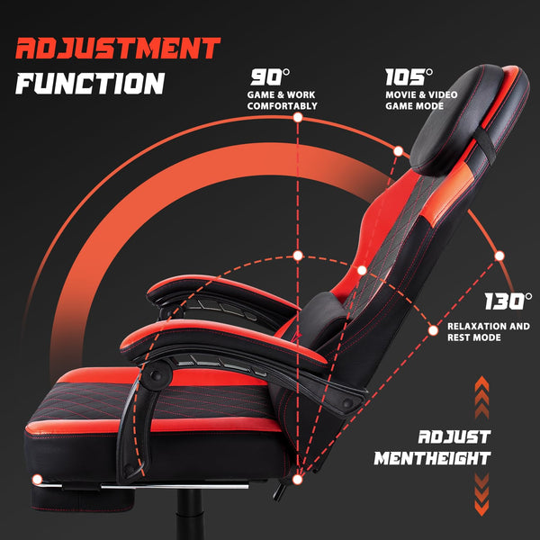 Ergonomic Gaming Chair with Lumbar Support & Headrest