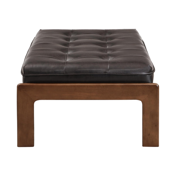 Rectangular Faux Leather Tufted Ottoman
