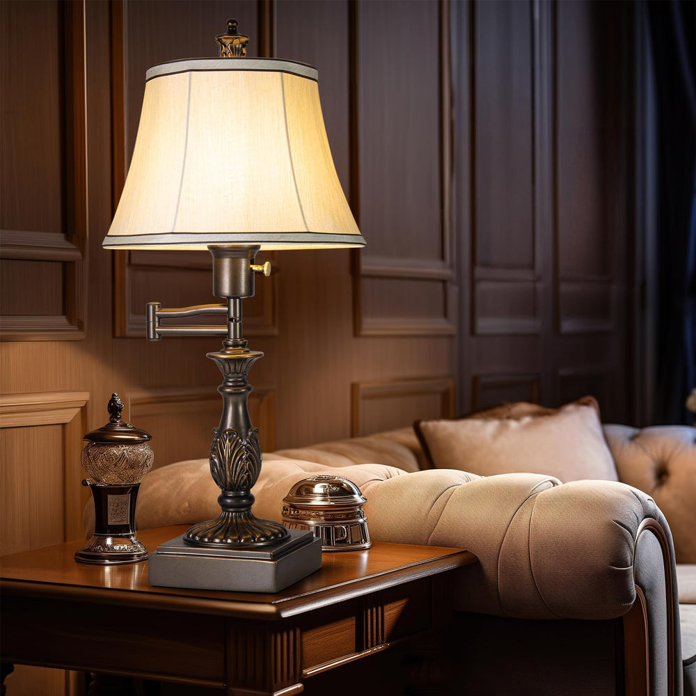 Swing Arm Table Lamp Set of 2 with USB-A & USB-C Charging Ports