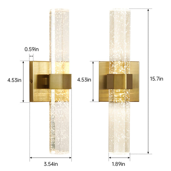 LED Crystal Bubble Glass Wall Sconce – Indoor Vanity Light Fixture
