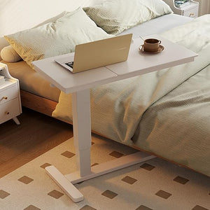Muwuele Solid Wood Overbed Bedside Table with Wheels, Adjustable Medical Tilt Top Hospital Bed Table Over The Bed, Rolling Laptop Desk, Mobile Standing Desk for Hospital and Home Use (Walnut)