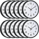 12-Piece Silent Wall Clock Set 12 Inch Non-Ticking Quartz Analog Battery Operated