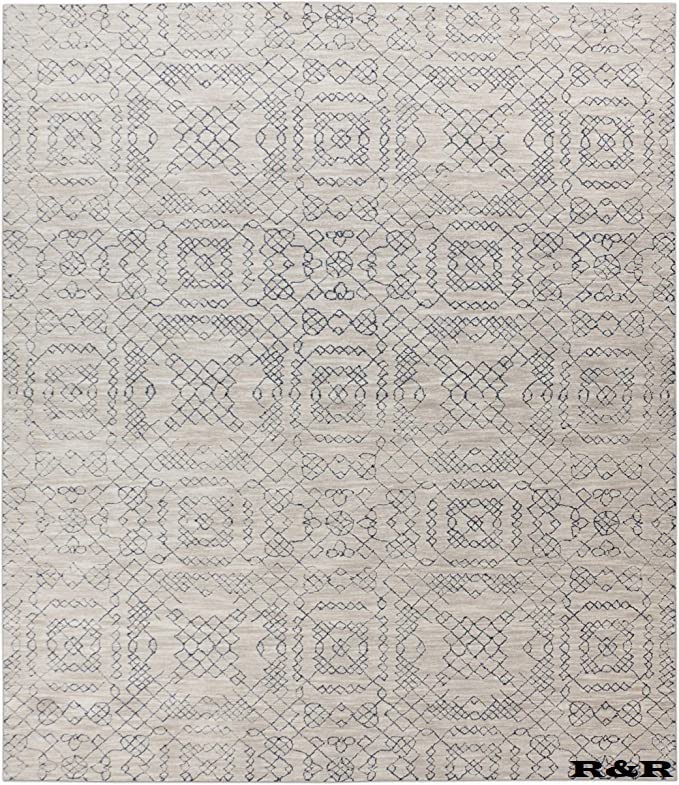 Handmade Wool Area Rug 9x12 – Natural Tufted, Cotton Backed
