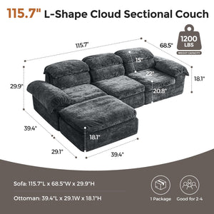 L-Shaped Modular Sectional Sofa with Deep Seat