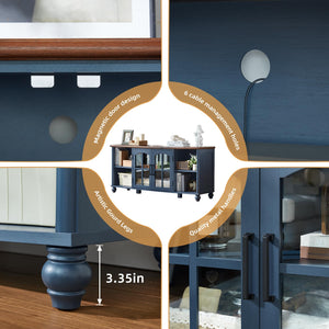 Farmhouse TV Stand with Glass Door & Adjustable Shelves – Fits Up to 65" TVs