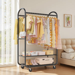 Heavy Duty Double Rod Rolling Garment Rack