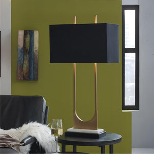 Contemporary Metal Table Lamp with Marble Base