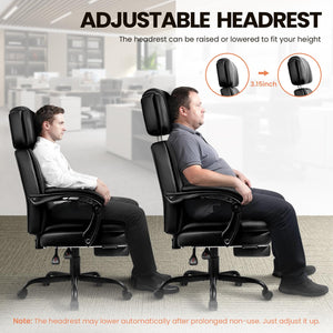 Big and Tall Office Chair 400 lbs with Footrest & Reclining
