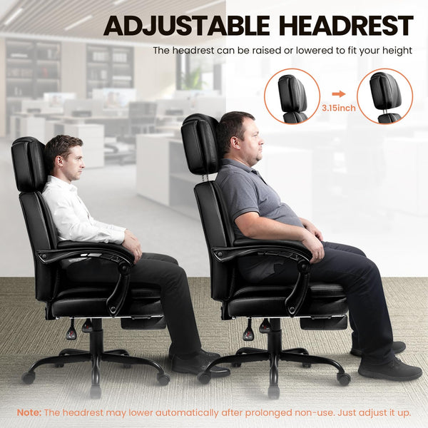 Big and Tall Office Chair 400 lbs with Footrest & Reclining