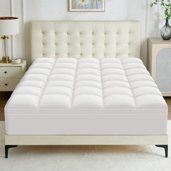 Mattress Topper Extra Thick Pillow Top with Spiral Fiber Filling