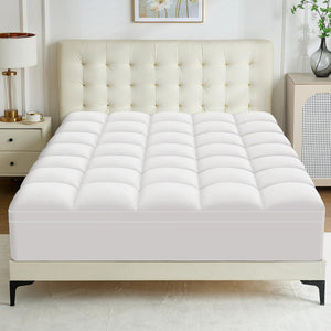 Mattress Topper Extra Thick Pillow Top with Spiral Fiber Filling