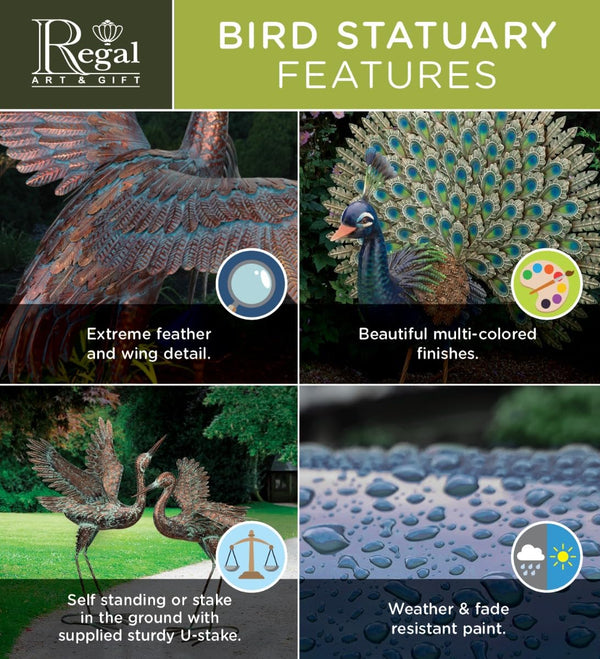 Red Phoenix Metal Statue – Indoor & Outdoor Decorative Sculpture