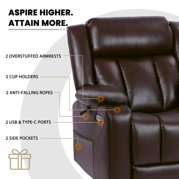 Power Lift Recliner Chair with Massage & Heat — Oversized, 400 lbs