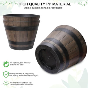 Large Plastic Whiskey Barrel Planters 2 Pack
