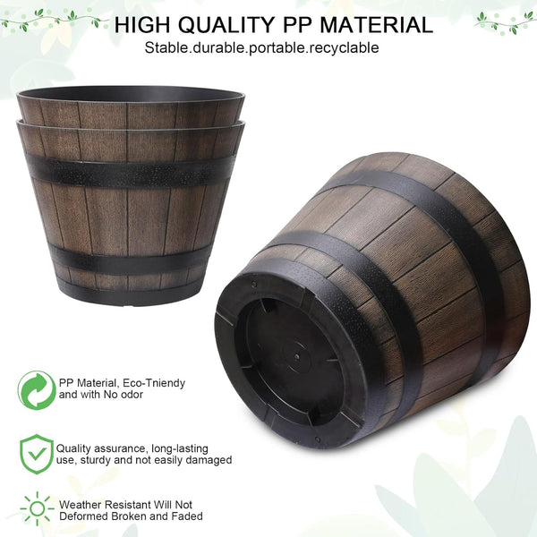 Large Plastic Whiskey Barrel Planters 2 Pack
