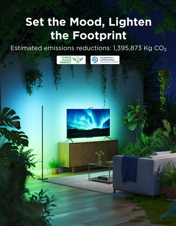 RGBIC Smart LED Floor Lamp with Music Sync, 1000lm