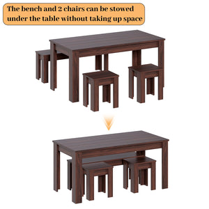 62.9" Dining Table Set with Bench & 2 Stools