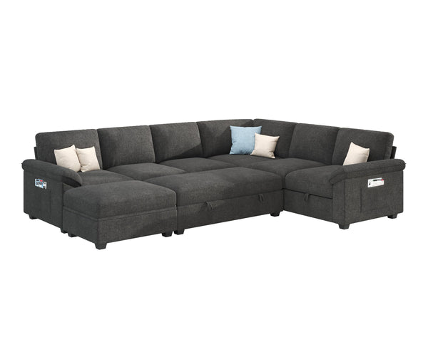 U-Shaped Sectional Sleeper Sofa with Pull-Out Bed