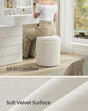 Round Storage Ottoman Set of 2 with Removable Lid — Velvet, Footrest & Vanity Stool