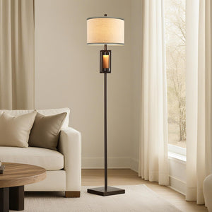Rustic Farmhouse Floor Lamp with Night Light
