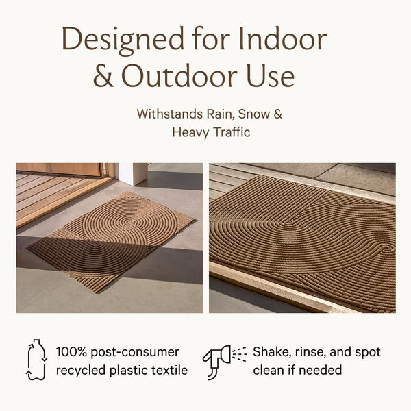 Beige Indoor Outdoor Door Mat 24x35 – Recycled Plastic & Rubber Entryway Rug