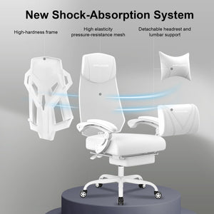 Gaming Chair with Mesh Back, Footrest & Lumbar Support