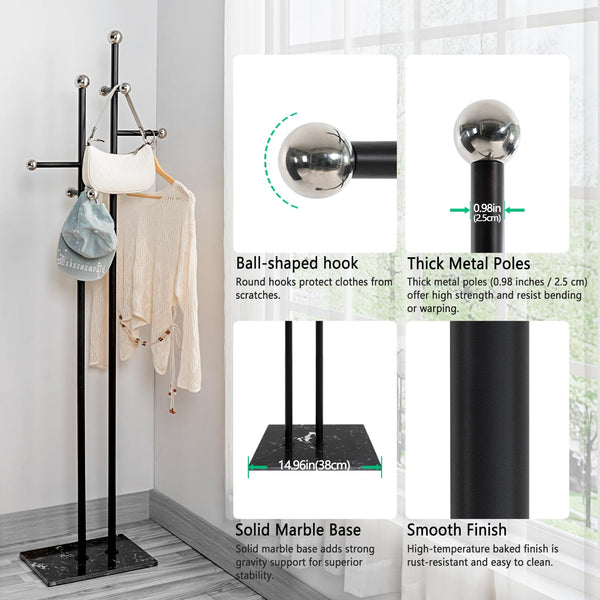 Freestanding Coat Rack with Marble Base