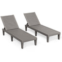 Outdoor Chaise Lounge Chairs with Adjustable Backrest – All-Weather Resin, Wood Texture