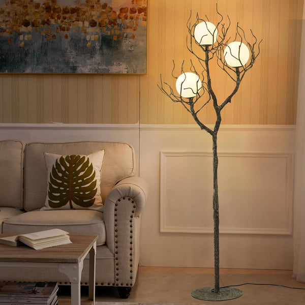 Multi-Head Tree Floor Lamp with 3D Printed Shades