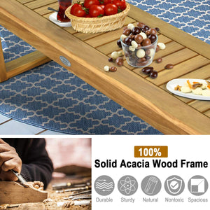 Acacia Wood Outdoor Bench with Slatted Seat